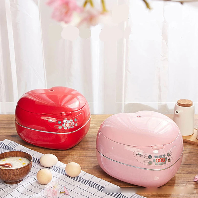 300W 1.8L Heart-shaped Rice Cooker Intelligent Mini Rice Cooker Home Rice Cooker Arc Three-dimensio