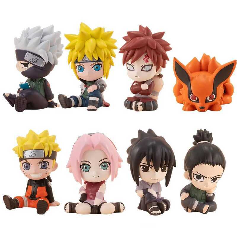 C New 8Pcs/Set Anime Figure Naruto Shippuden Hinata Sasuke Itachi Kakashi Gaara Action Figure Q Ver