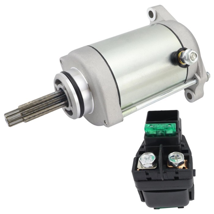 Starter Motor and Relay for Suzuki 31100-32E00 31100-32E01, for Arctic Cat 3545-001 3545-014, 18865