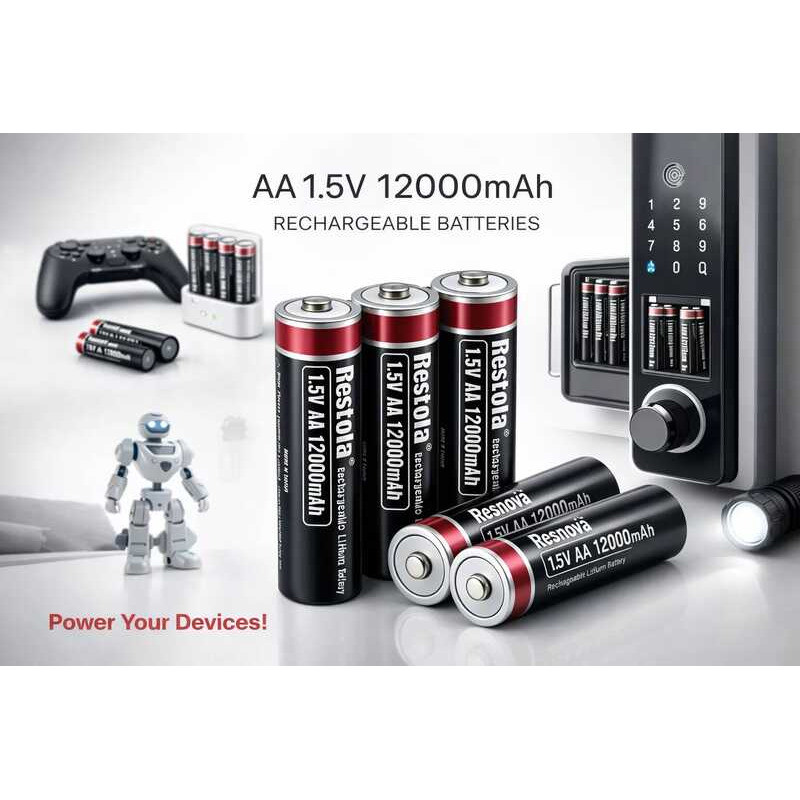 C 1.5V AA Rechargeable Lithium Battery 12000Mah With Type-C Cable, Stable Output For Camera, E, Toy