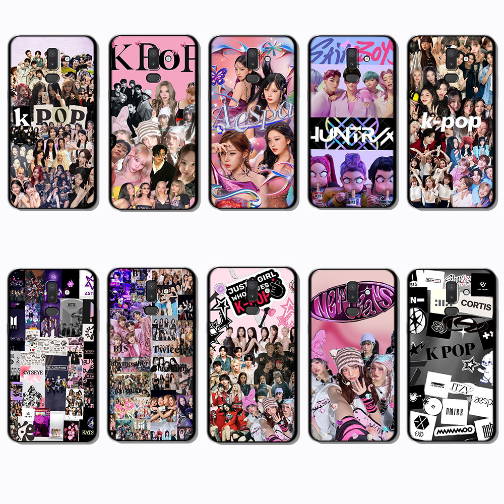 สําหรับ Samsung S6 S7 Edge S8 S9 S10 Plus K-POP เคส TPU สีดํานุ่ม