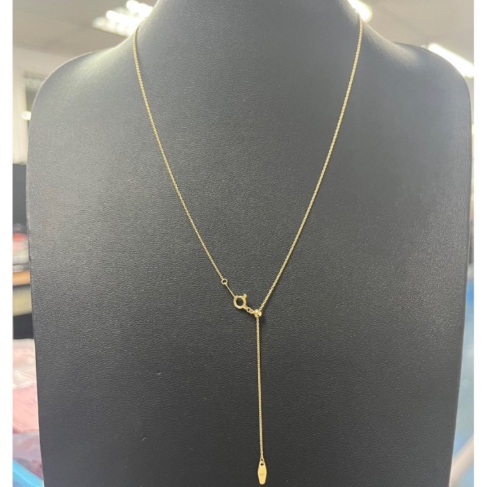 สร้อยคอทองคำ 18K Cable Link Necklace Gold 18K - 18 นิ้ว (แบบปรับขนาด)