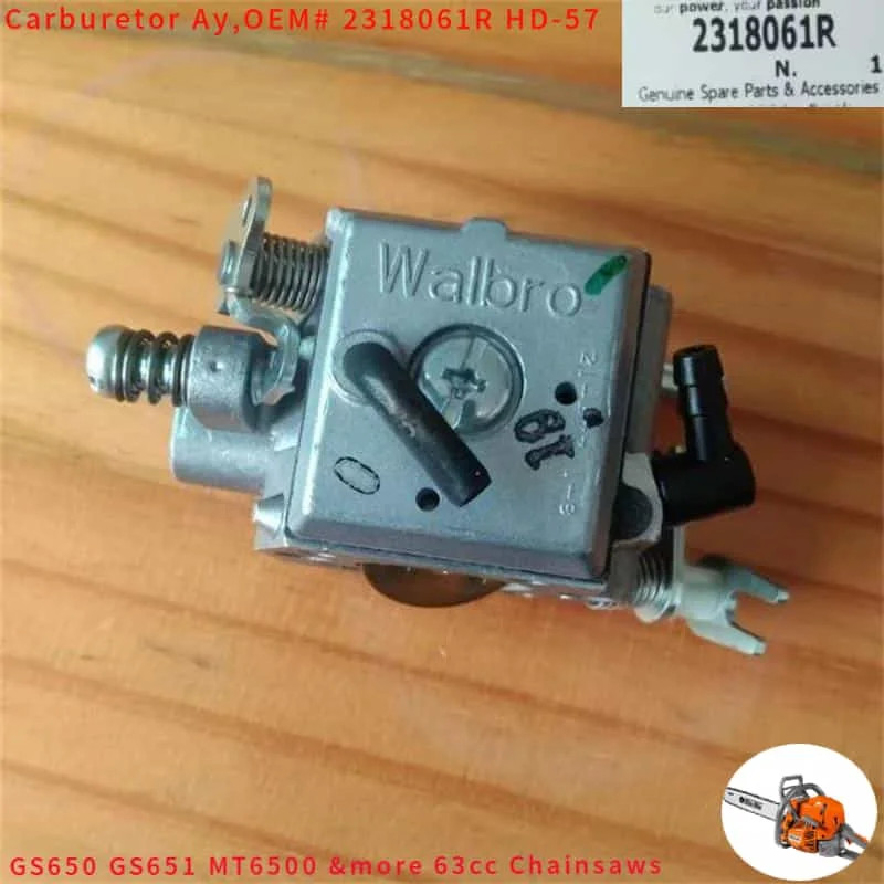 GS650 WALBRO HD-57 CARBURETOR  2318061R FOR EMAK OLEO-MAC GS651 EFCO MT6500 AIRTEC 35  63.4CC 20" C