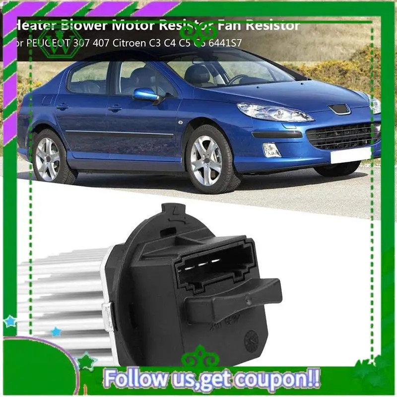 AC34-Blower Motor Resistor, 6441.S7 Heater Blower Motor Resistor Fan Resistor Fit For  307 407 Citr