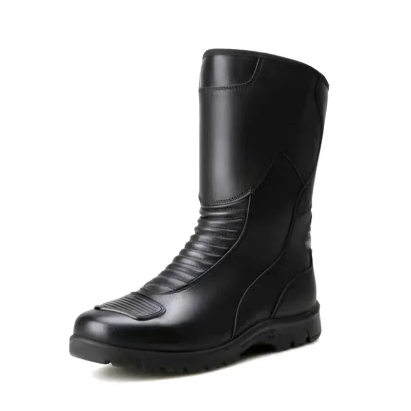 Motorcycle Boots Men Classic Motocross Boots with Reinforced Heel Toe Counter Waterproof Tall Motor