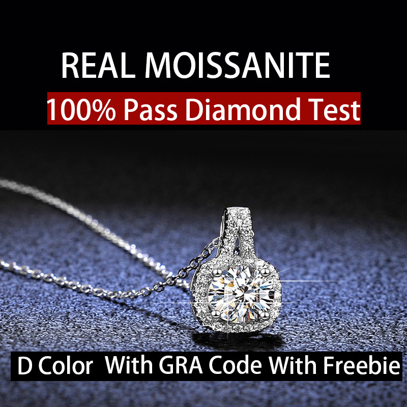 จริง Moissanite 1ct 2ct Gorgeous Square สีขาว D สีสร้อยคอ S925 เงินสเตอร์ลิงการรับรอง GRA สามารถ Pa