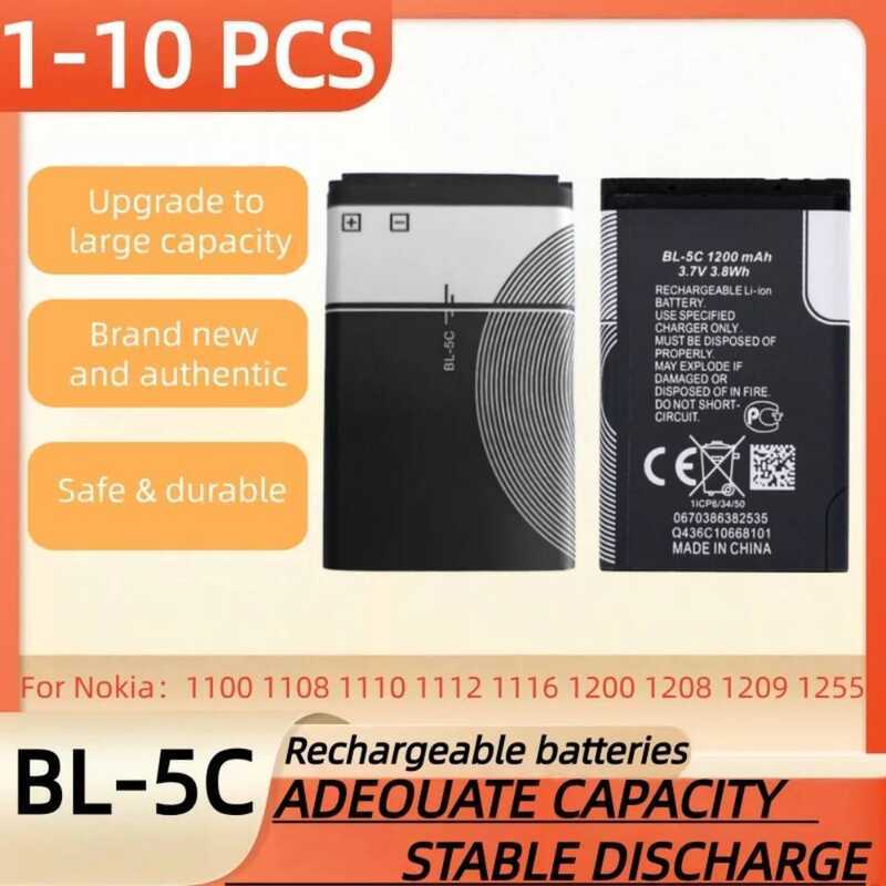 C 3.7V 1200Mah Battery Bl-5C Bl5c BL 5C Rechargeable Batteries For 1100 1108 1110 1112 1116 1200 12