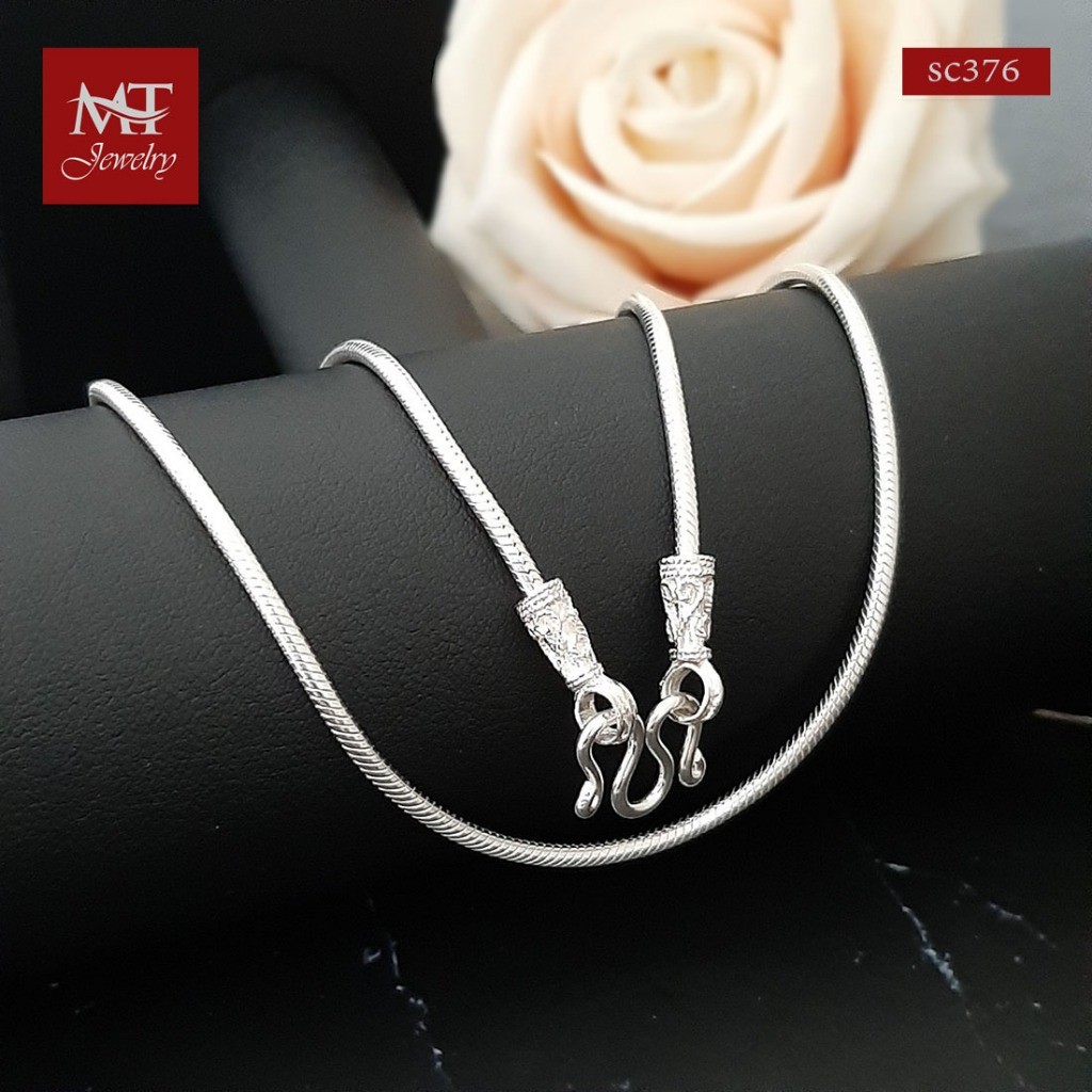 MT สร้อยคอเงินแท้ กระดูกงู หัวจรวด หนา 2.2 มม 18 22 26 27 นิ้ว พระ1,3องค์ (sc376) MT Jewelry มณีธาร