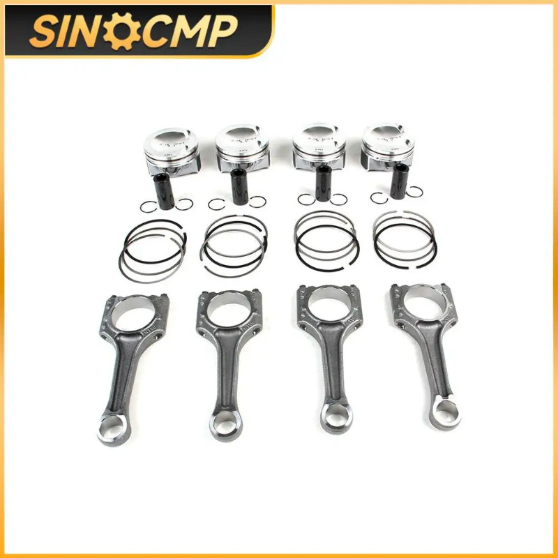4xPistons and Connecting Rods set Φ23mm 06H107065DM 06H198 151J for VW Tiguan Jetta AUDI A4 A5 Q3 Q