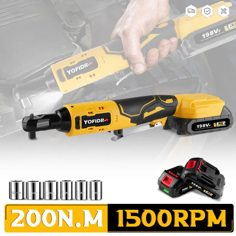 200N.M 3/8'' Electric Ratchet Wrench Set Efficient Cordless Removal Screw Nut Car Repair Power Tool