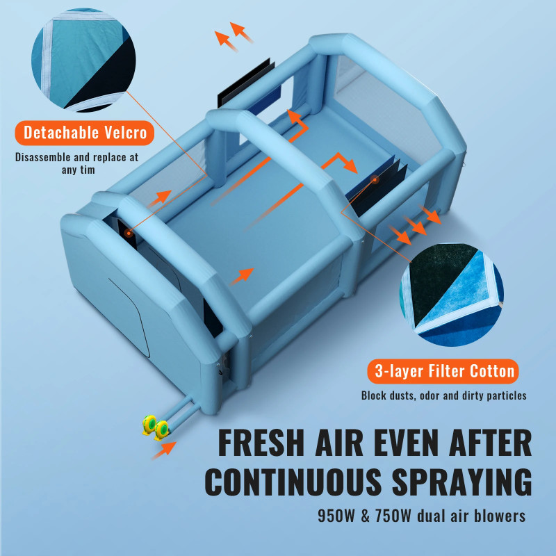 VEVOR Inflatable Paint Booth with Blowers Inflatable Spray Booth Powerful Spray BoothCar Paint Tent