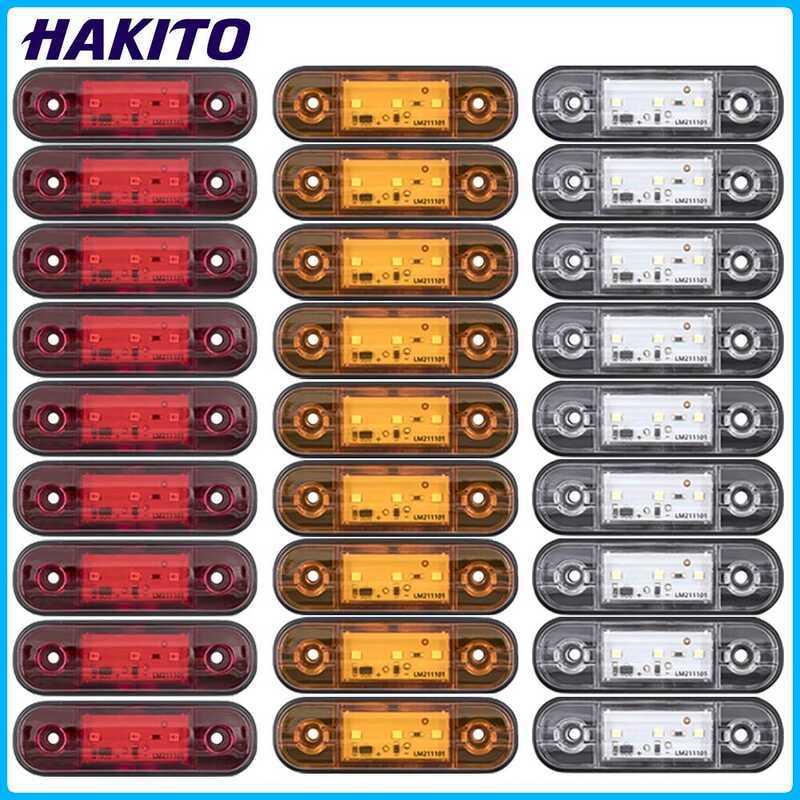 C HAKITO 8X/10X 12V 24V 3 Car External LED Side Marker Warning Light Turn Signal Brake Trailer Truc