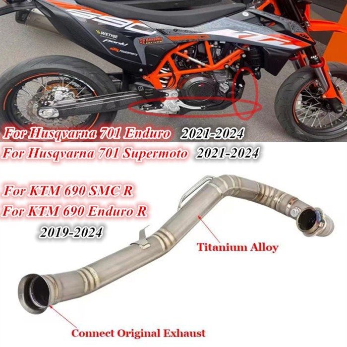 For KTM 690 SMC Enduro R 2019-2024 Husqvarna 701 Supermoto 2021 - 2024 Motorcycle Exhaust Escape Ti