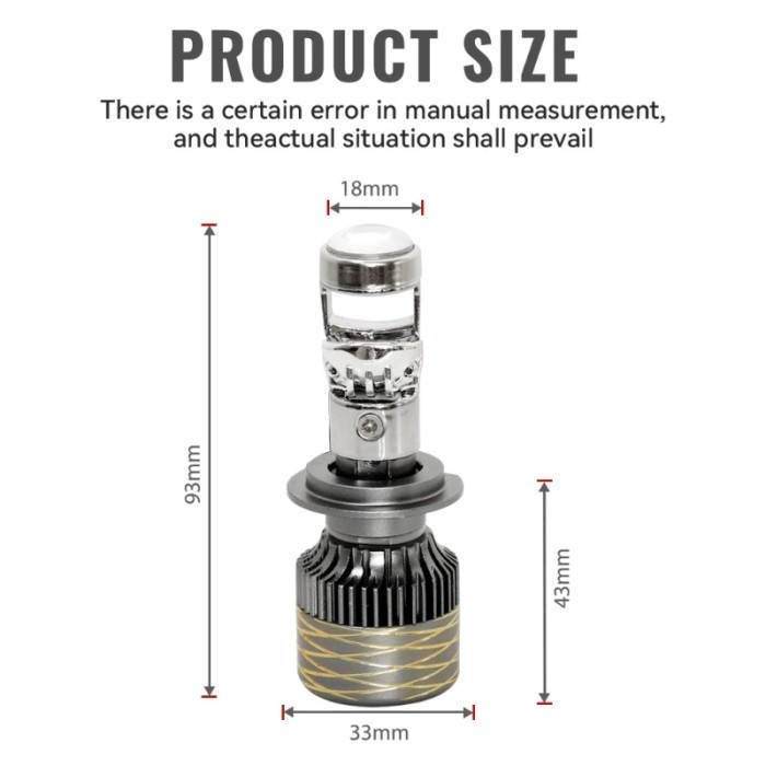 H7 LED Headlight Projector Lens Bi-LED H4 High Beam Low Beam H11 Mini Auto LED Bulb 12V