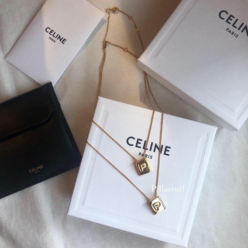 แท้100% Celine Signature Alphabet Necklace สร้อยคอ Celine Q-Z