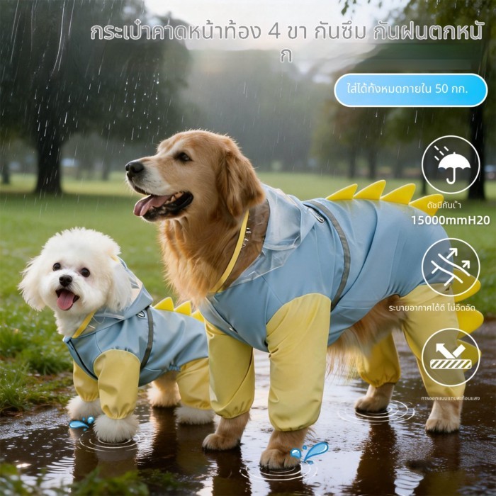 เสื้อกันฝนสัตว์เลี้ยงสามารถฉุดสี่ขากันน้ําป้องกันสกปรกขนาดเล็กขนาดกลางขนาดใหญ่สุนัขเดินเสื้อผ้าสุนัขในวันที่ฝนตก