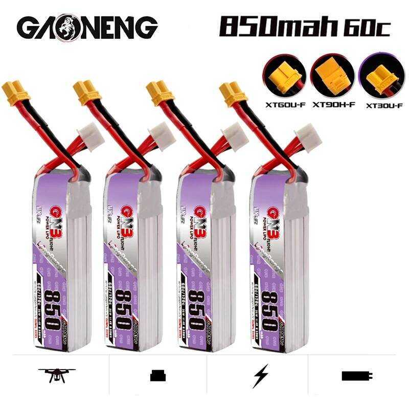 ▥ 2Pcs Max 120C GNB 850Mah 3S 11.4V HV Lipo แบตเตอรี่ Xt30u-F/Xt60u-F ปลั๊กสำหรับ FPV Racing
