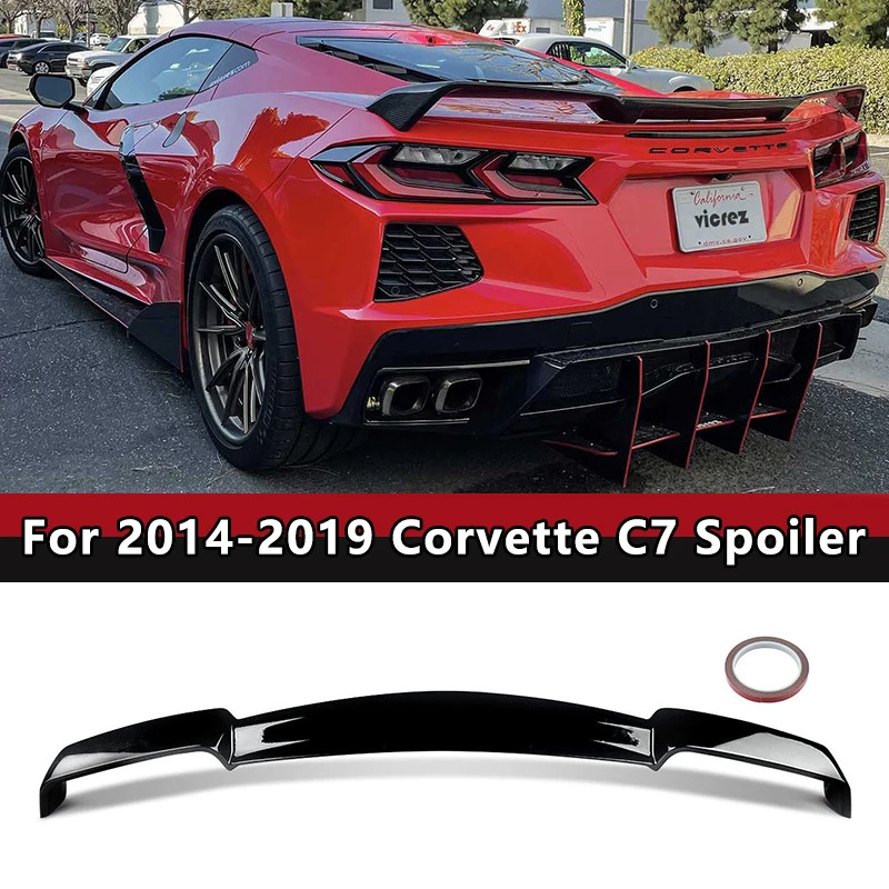 Extended Style ABS Plastic Rear Trunk Lid Rear Trunk WingSpoiler Fits14-19 Corvette C7 Z51 Carbon f