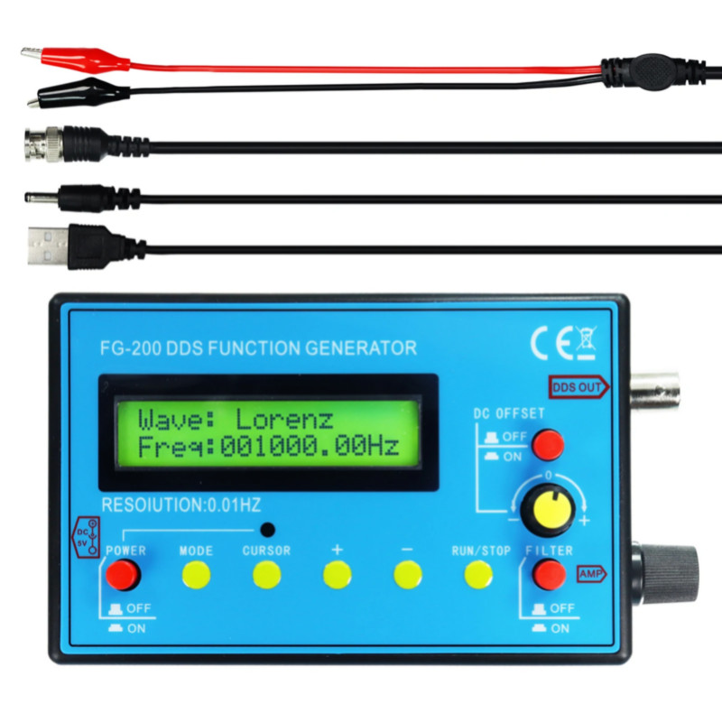 Frequency Counter FG-200 DDS Function Signal Generator 0.01Hz - 500KHz Signal Source Module Sine+Sq