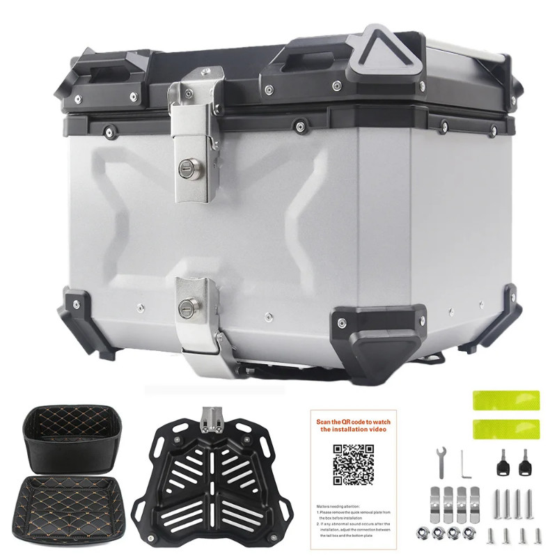 Aluminum Motorcycle Box Universal Motorcycle Trunk 100L 80L 65L 55L Moto Rear Luggage Storage Tail
