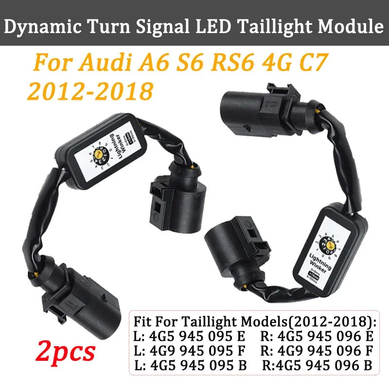 2X Dynamic Turn Signal Indicator LED Taillight Add-on Module Cable Wire Harness For AUDI A6 S6 RS6