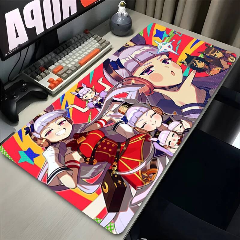 แผ่นรองเมาส์สําหรับเล่นเกม Umamusume Gold Ship แผ่นรองเม้าส์แล็ปท็อปโต๊ะทํางาน PC อุปกรณ์เสริมสําหรับเล่นเกมยางล็อคขอบแป้นพิมพ์ Pad