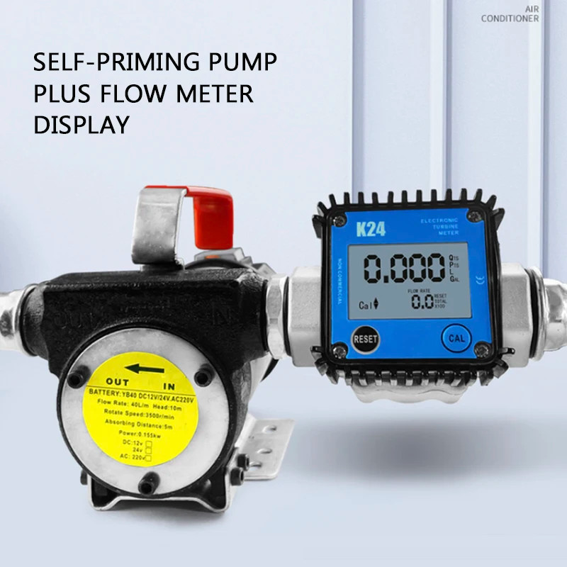 K24 Electronic Gear Flow Counter Display Diesel Gasoline Engine Oil Measurement Tool Aluminum Alloy