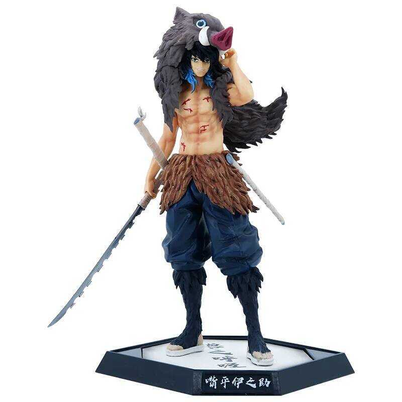 C 30Cm Anime Demon Slayer Hashibira Inosuke Standing Posture Action Figures PVC Model Desop Decorat
