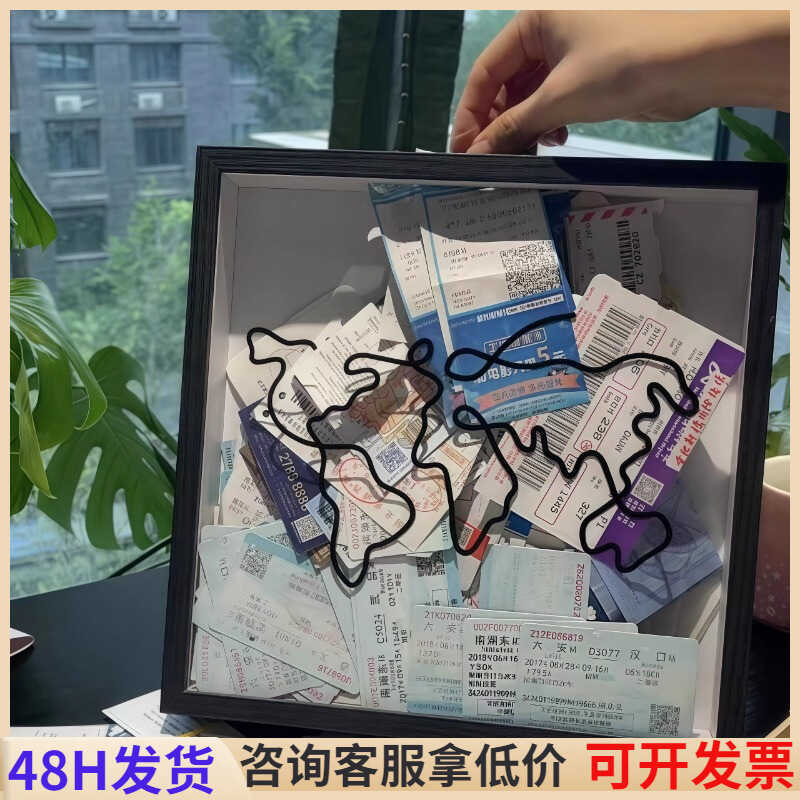Ticket Stub Storage Photo Frame Concert Ticket Travel Ticket โปสการ์ดแผนที่ Air Ticket Adventure Map