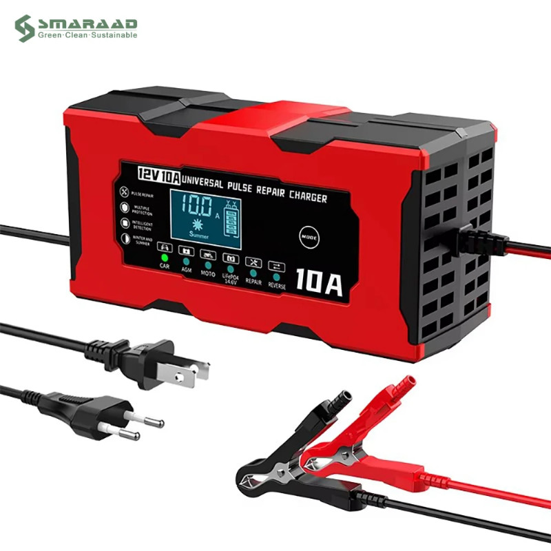 12V 10A Battery Charger Automotive Battery Lead-acid lithium iron Fast Charging AGM GEL Dry and Wet