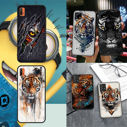นุ่มสีดํา Samsung Galaxy S7 S7 Edge S8 S8 Plus S9 S9 Plus S10 S10E S25 S25 Ultra tiger เคสโทรศัพท์
