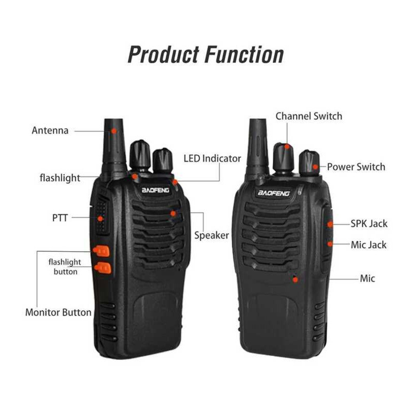 ▥  Bf-88E PMR Handheld Intercom Communicator 16 ช่องการสนทนาทางไกล Walkie Talkie 5W 446M