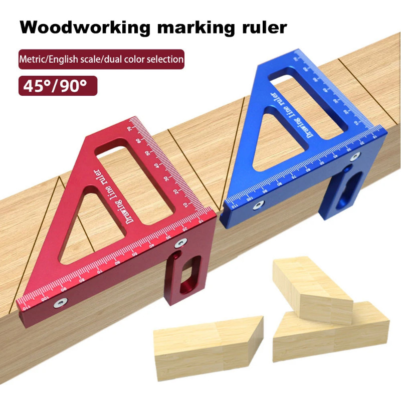 Upgraded Woodworking Ruler  Aluminum Alloy Triangle Ruler Precision Hole Engraving Device Woodworki