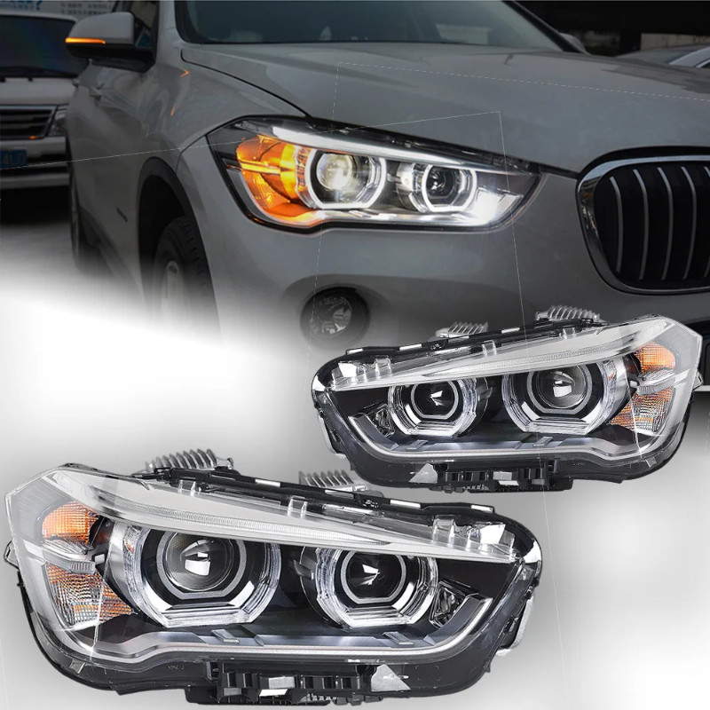 AKD Car Styling Head Lamp for BMW X1 Headlights 2016-2020 F48 F49 All LED Headlight Lens DRL Angel