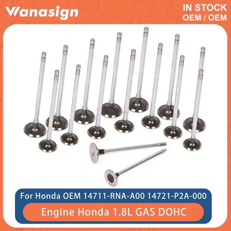 16PCS Engine Intake Exhaust Valve Set Fit 1.6 1.8 2.0 L For Honda Civic R18A1 R18A2 D13B7 1.6L 1.8L