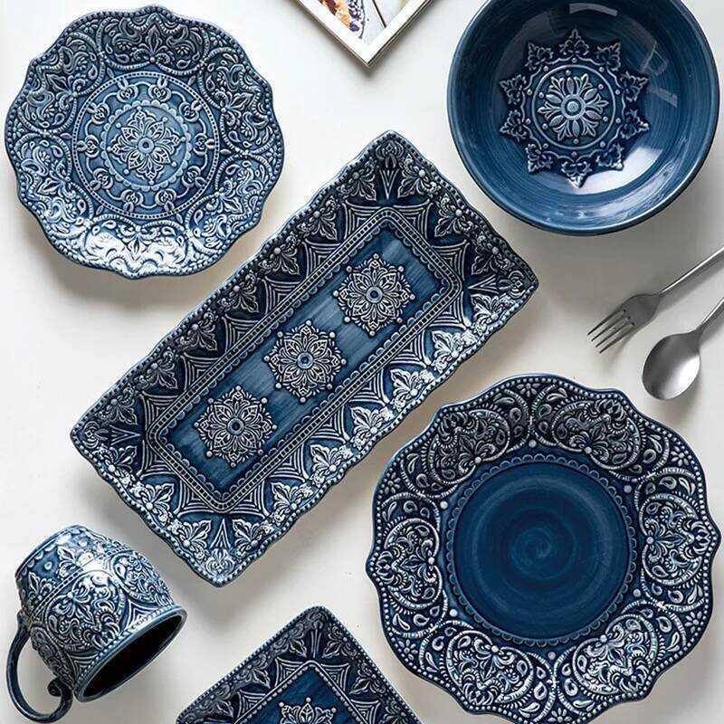 C European Style Plates Creative Steak Plates Ceramic Plates Light Ury High-End Tableware