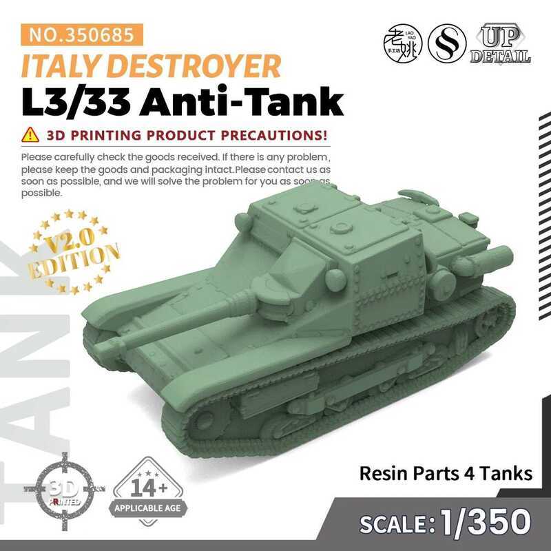 C Army Tank Uned 1/350 Military Model Kit Italy L3/33 Anti-Tank Destroyer