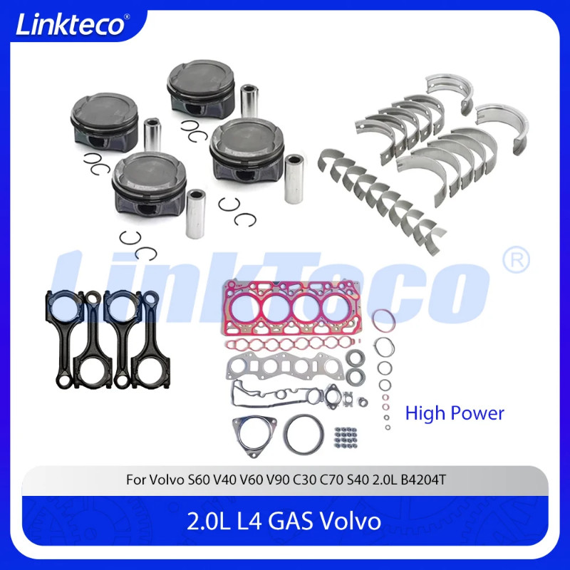 4pcs Engine Repair Kit Full Gasket Connecting rod Set Fit 2.0 T L B4204T11 For Volvo S60 V40 V60 V9