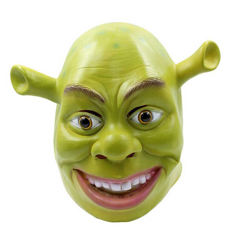 Movie Green Monster Shrek Mask Headgear ปาร์ตี้สวมหน้ากากฮาโลวีน การ์ตูนลาเท็กซ์สําหรับผู้ใหญ่ตลก