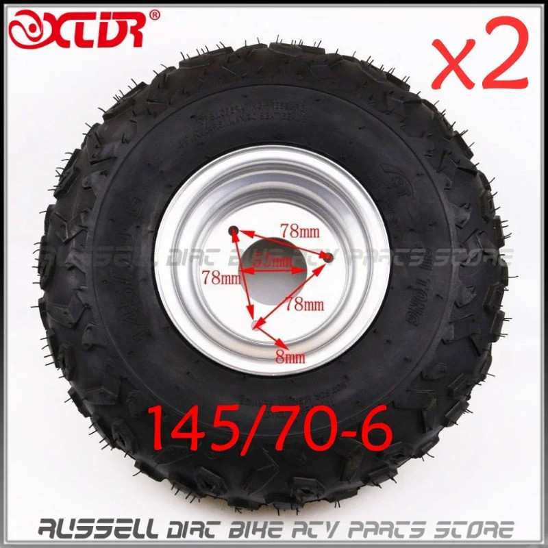 X2 145/70- 6 6" inch 13X6.50-6 Front/Rear Wheel Rim Tyre / Tire 50cc 110cc 125cc Quad Bike ATV Bugg