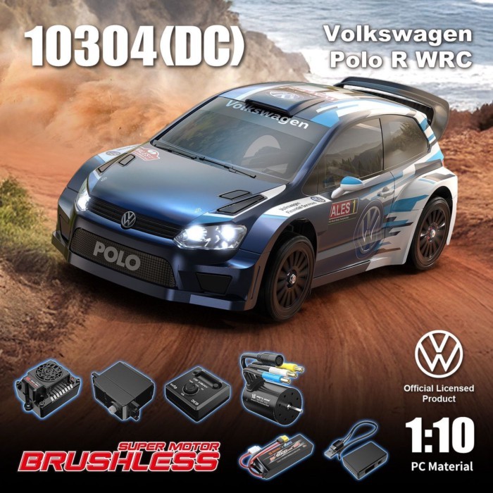 Meijiaxin 10304 Rally Car 1/10 Volkswagen POLO ของแท้ที่ได้รับอนุญาต Brushless rc High-Speed Off-Roa