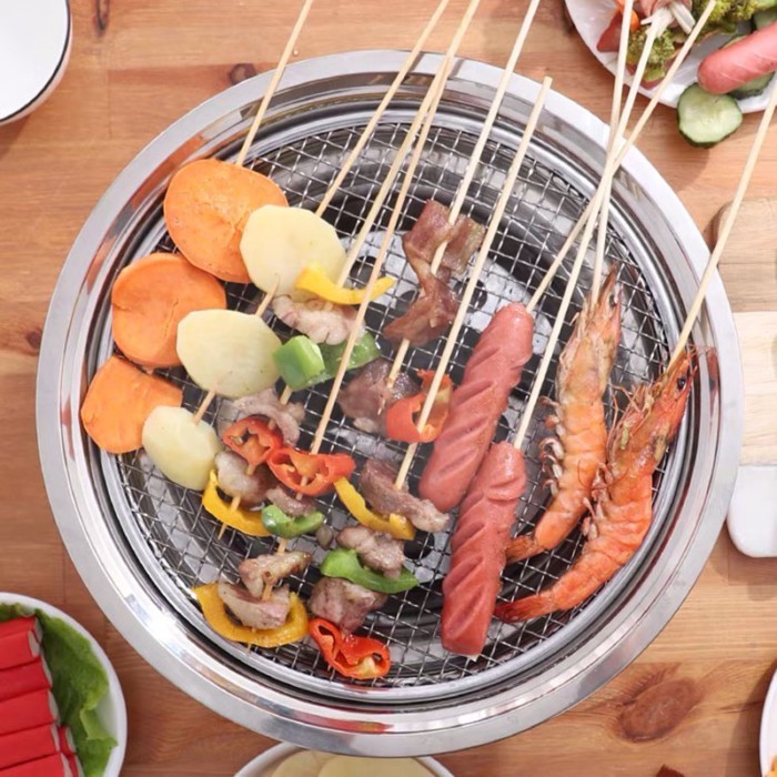 Brand new Korean Charcoal Barbecue Grill Round Non-stick Barbecue Grills Portable Charcoal Grill fo