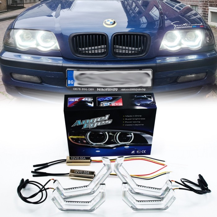 1set Dual Color LED Crystal Angel Eyes Headlight M4 Iconic Style For BMW E81 E82 E83 E87 E88 E90 E9