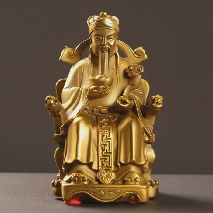 Lucku Copper God of Wealth Ornaments Home Office Table Decor Small Sitting Dragon Chair Office Desk
