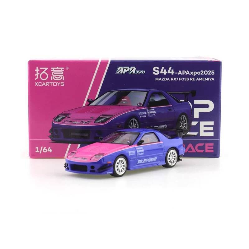XCARTOYS PopRace RX7 FC3S RE 1:64 ชิ้นส่วนโลหะและพลาสติก S44-APAxpo2025 รถของเล่นรุ่น