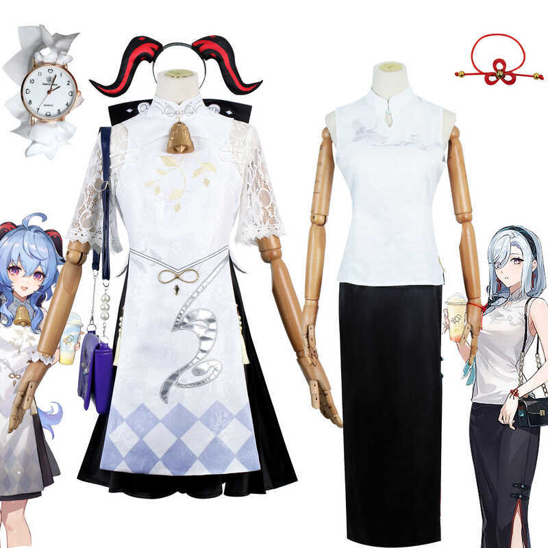Yuanshen Xicha Co-branded Ganyu Shenhe คอสเพลย์ ผู้หญิง สองมิติ อะนิเมะเกม COS เสื้อผ้า