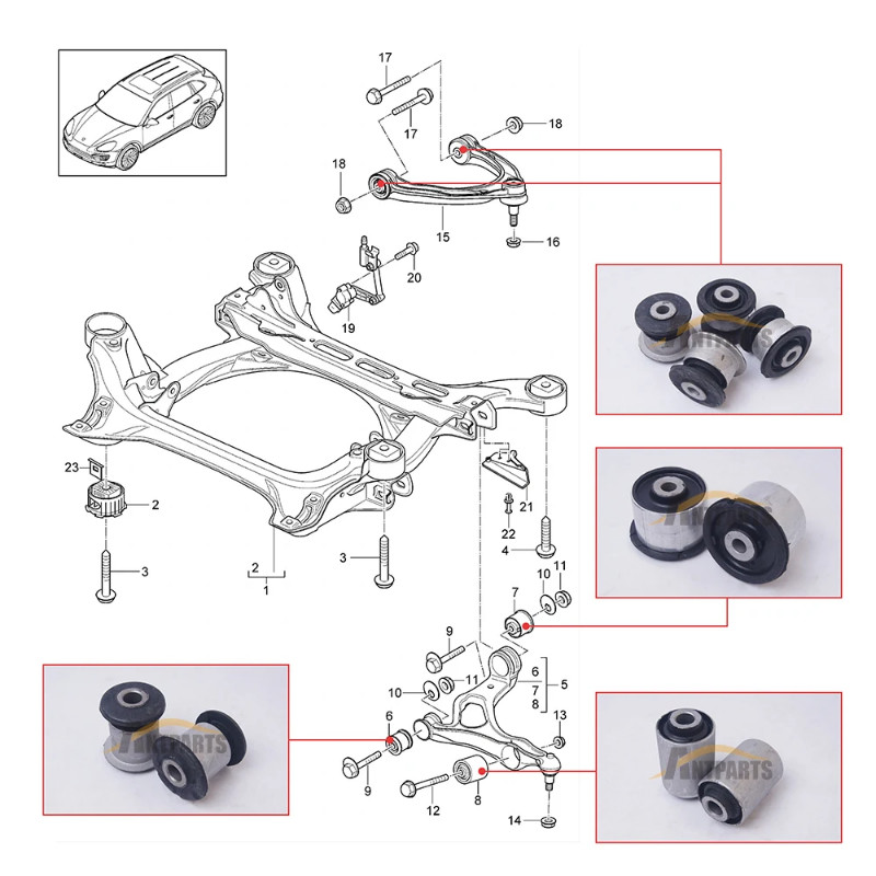 10PCS Front Suspension Control Arm Bushing Kit For Porsche Cayenne Audi Q7 VW Touareg 7L0407077 7L0