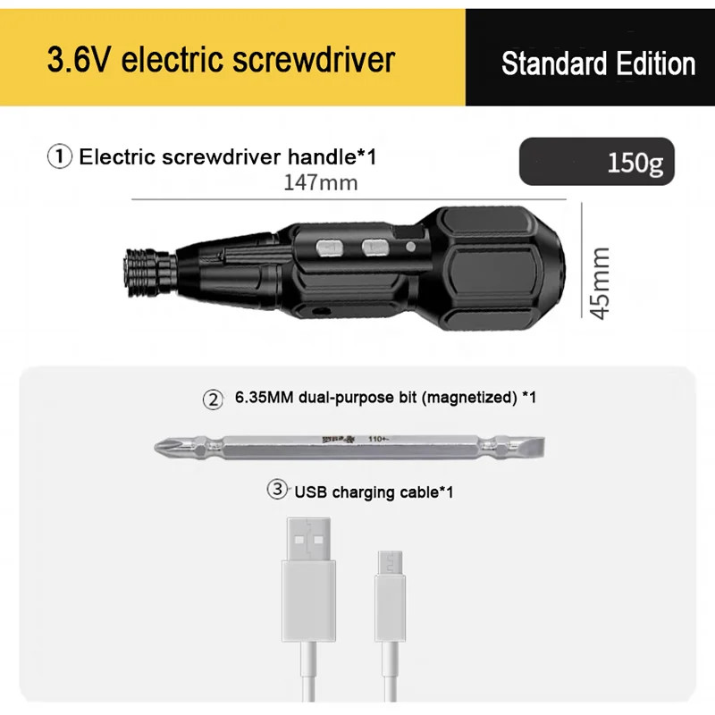 Electric Screwdriver Cordless Screwdriver Mini Home Screwdriver Magnetic Tip Worklight Rechargeable