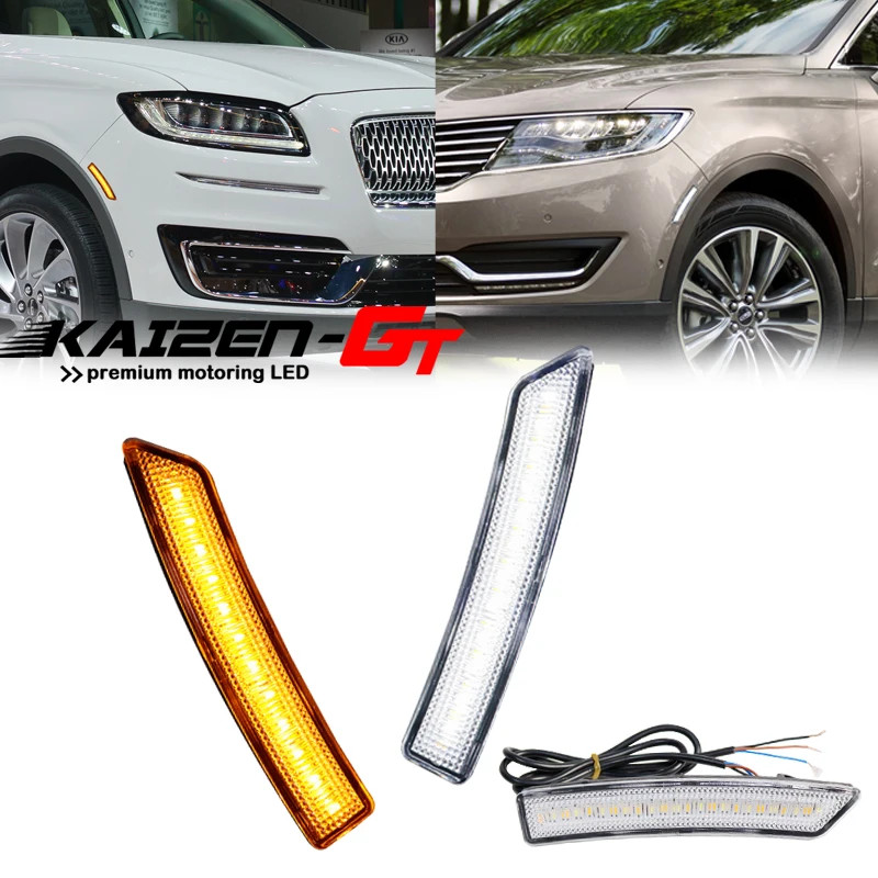 Sequential Amber / White LED Car Front Fender Side Marker Lights For 2016-2018 Lincoln MKX, For 201