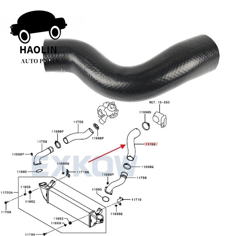 14099W030P Intercooler Outlet Air Hose For Mitsubishi Montero Sport L200 2.2D 2.4D 2015- Oem 1505A7